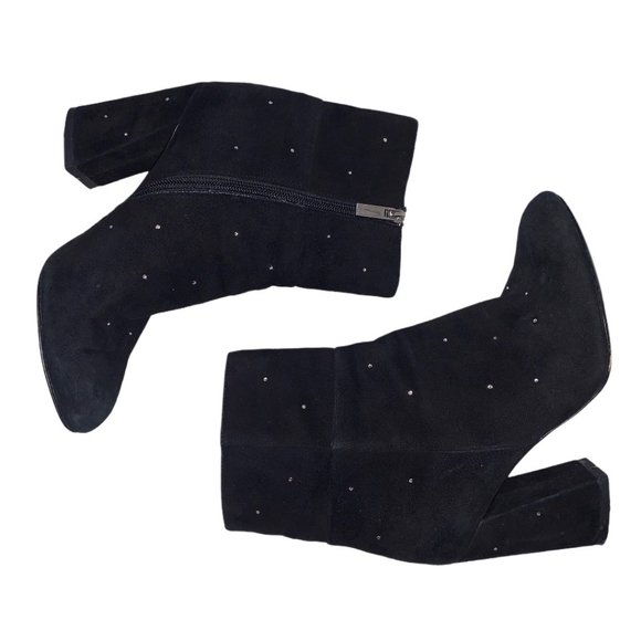 REVOLVE Raye Black Suede Crystal Embellished Booties 6 - Picture 2 of 10